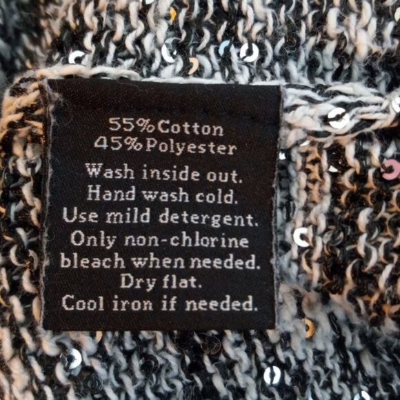 Rock & Republic Size XL Womens Sweater Black White Knit Sequins Hi-Lo Hemline - Picture 10 of 10